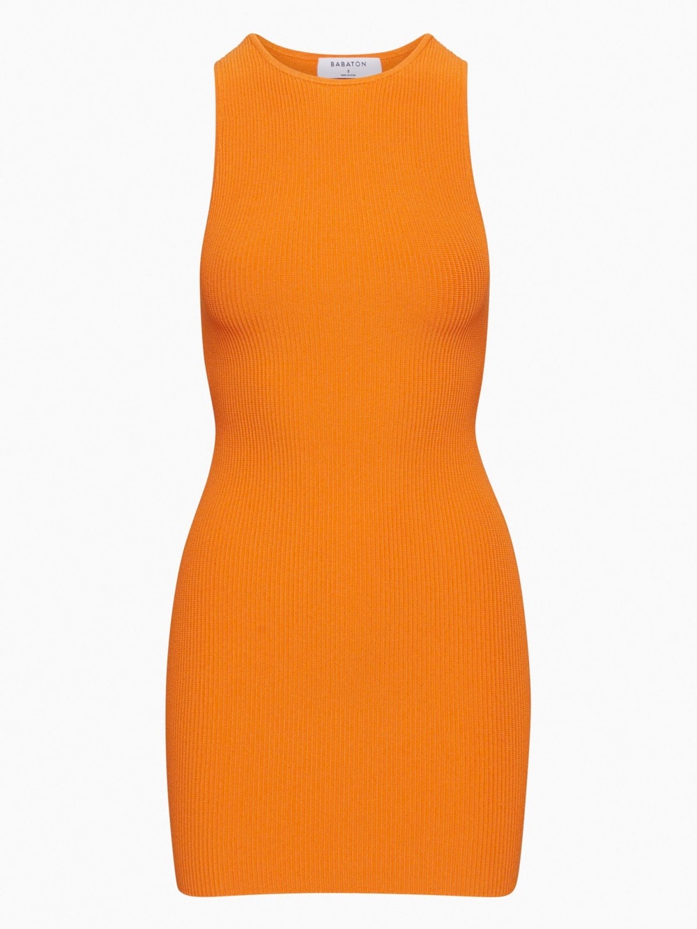 Aritzia Orange Ribbed Mini Tank Dress